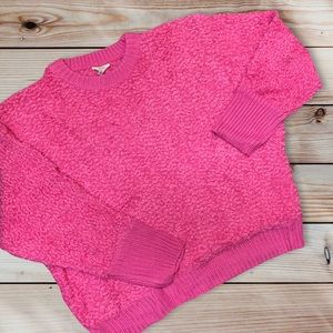 Hot Pink Soft Pop Knit Lightweight Sweater
